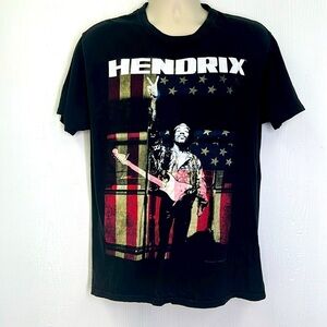 Jimi Hendrix - Hendrix Peace American Flag Graphic Short Sleeve T Shirt Size L